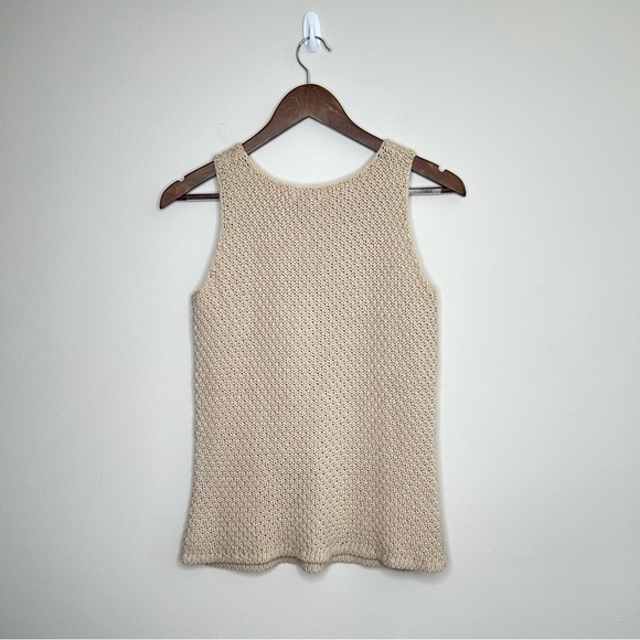 Eddie Bauer 100% Cotton Knit Sweater Vest Beige Tan Size Small - Picture 3 of 9